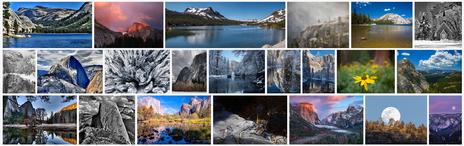 A screenshot of Yosemite images from the Yosemite Conservancy Flickr pool.