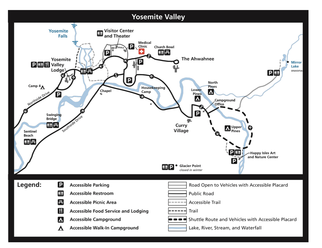 Yosemite National Park Accessibility Map