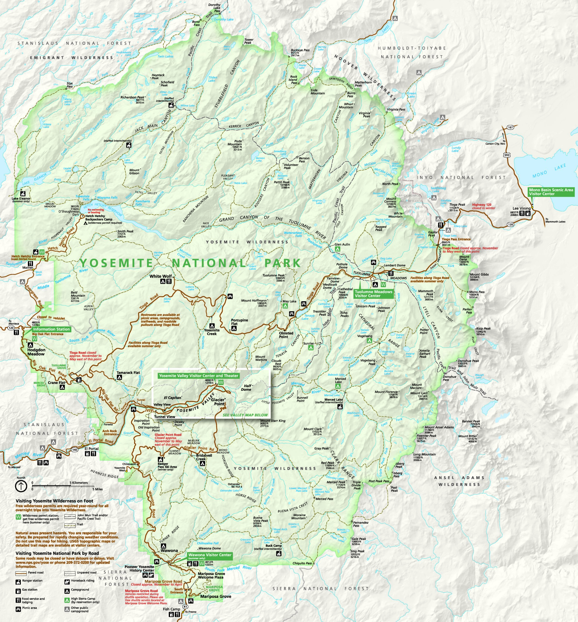 Map of Yosemite National Park 
