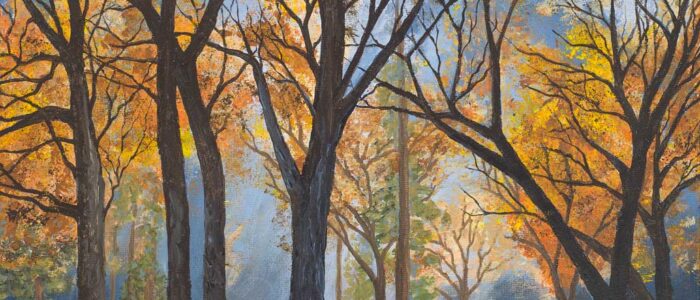 Painting of trees in autumn