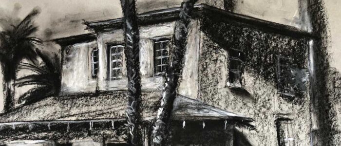 Charcoal drawing of a house