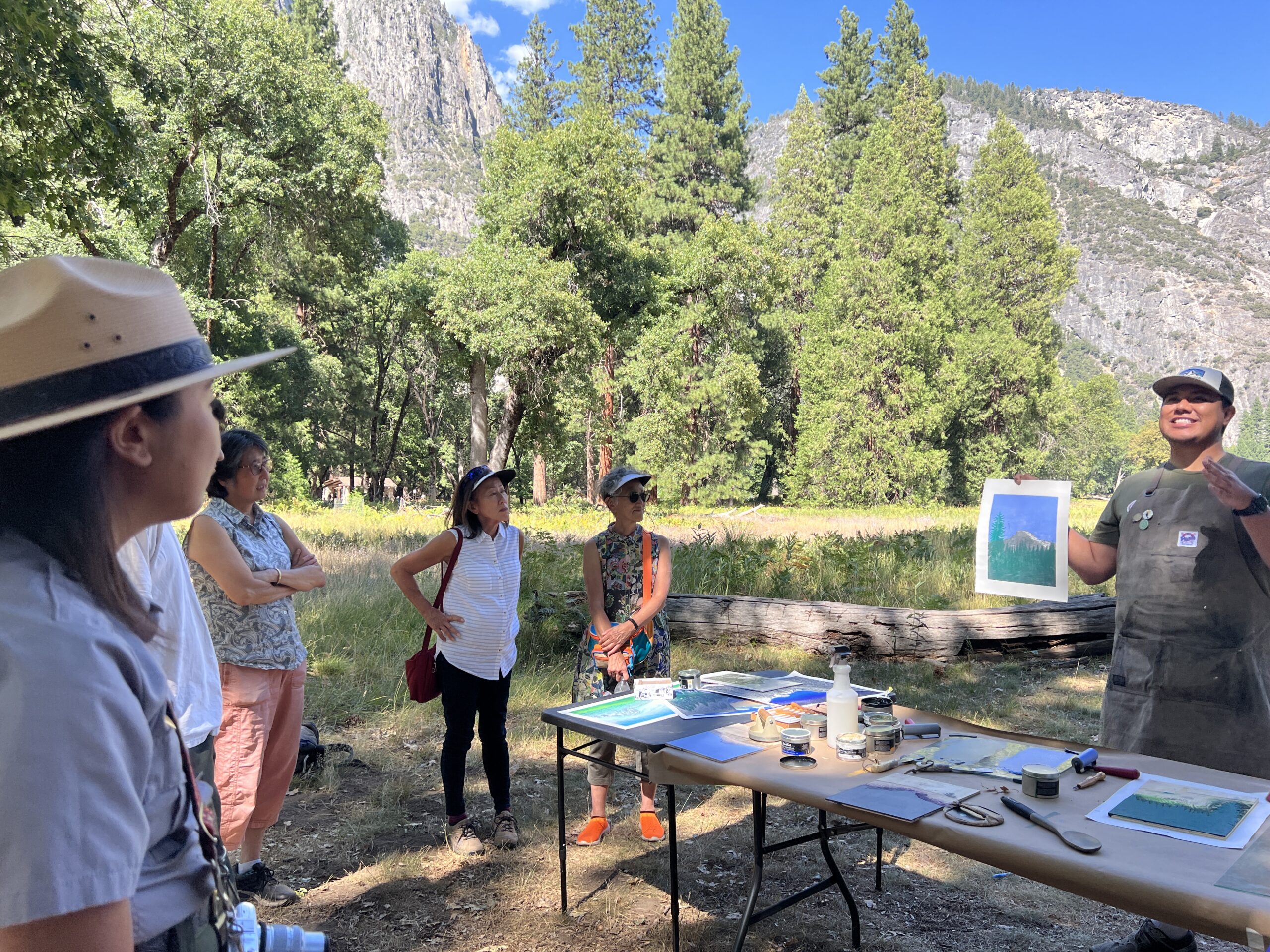 Participants at the Obata Art Weekend 2022 celebrate Chiura Obata's legacy in Yosemite Valley.