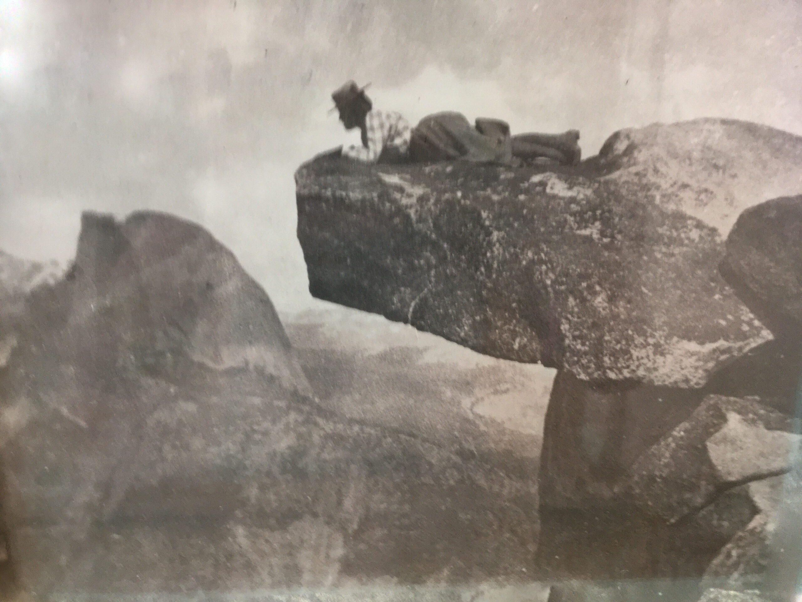 Lynn's grandmother on the Glacier Point rock in 1900