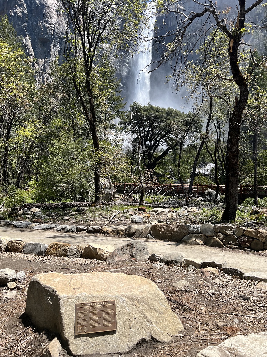 In June of this year, a bronze plaque was installed at the site at Bridalveil Fall to recognize major donors. Image: Laurie Peterson