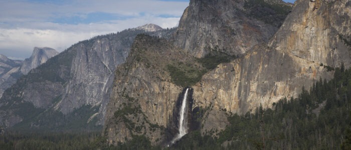 Beauty shot from Tunnel View, showing Leaning Tower, Bridalveil Fall, Cathedral Rocks and Half Dome
