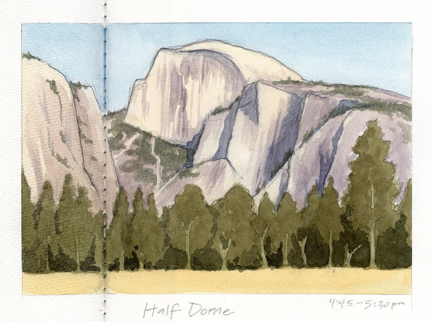 Watercolor sketch of a Yosemite landscape by artist and educator Andrea Dingeldein
