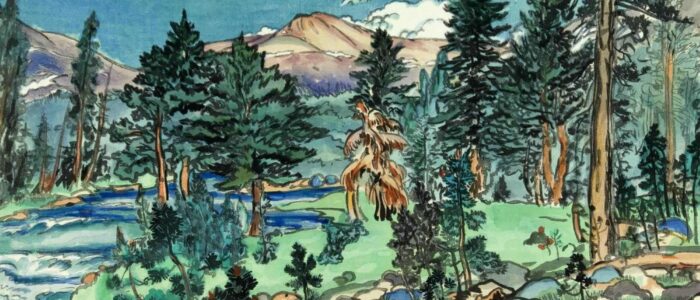 photo of Obata's painting: Clouds, Upper Lyell Trail, Along Lyell Fork, 1930