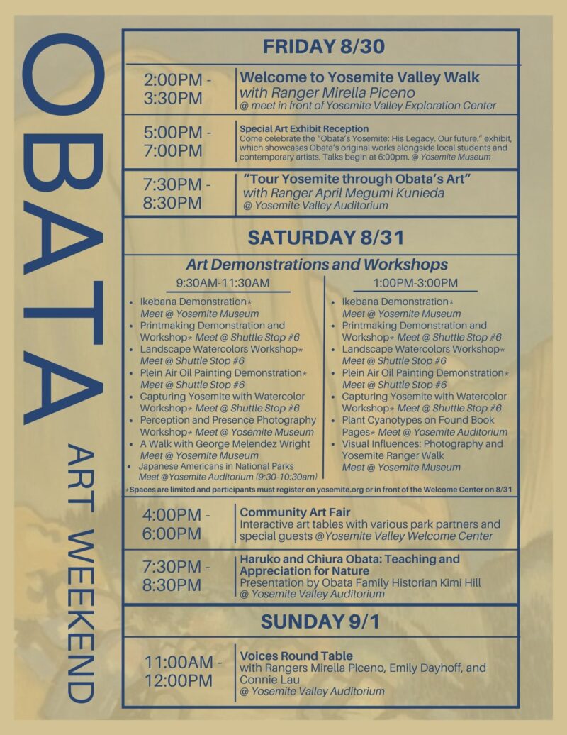 Obata Art Weekend full schedule