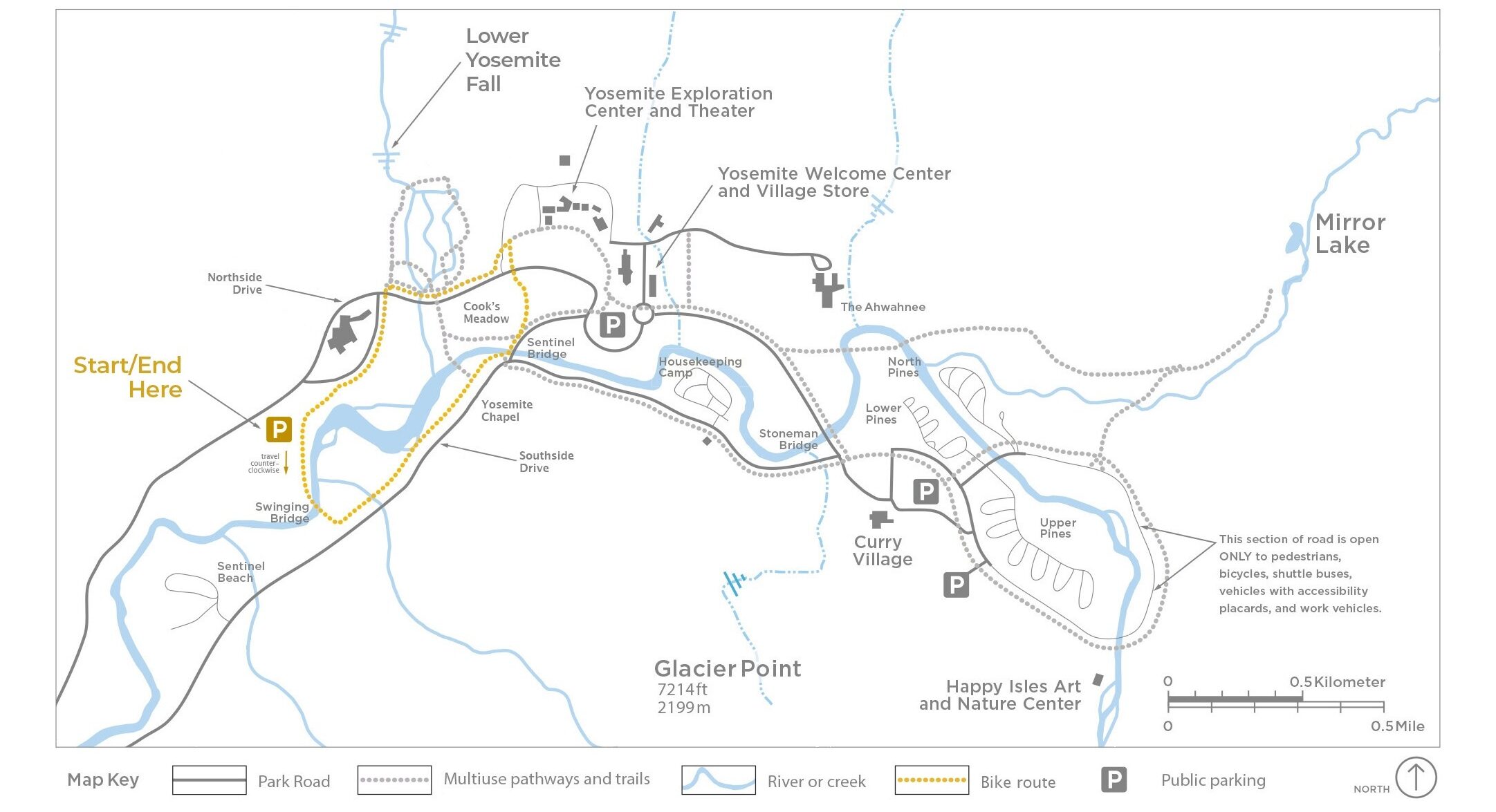 Map of Yosemite bike ride (route 2).