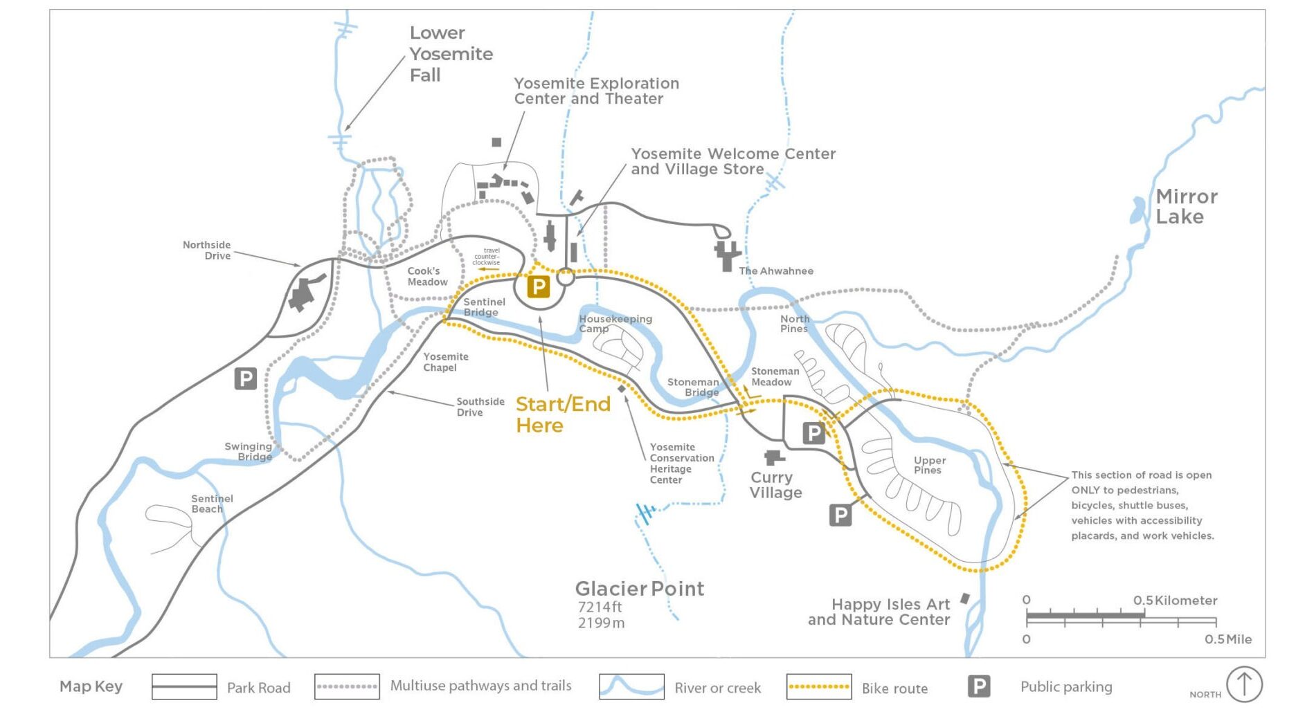 Map of Yosemite bike ride (route 3).