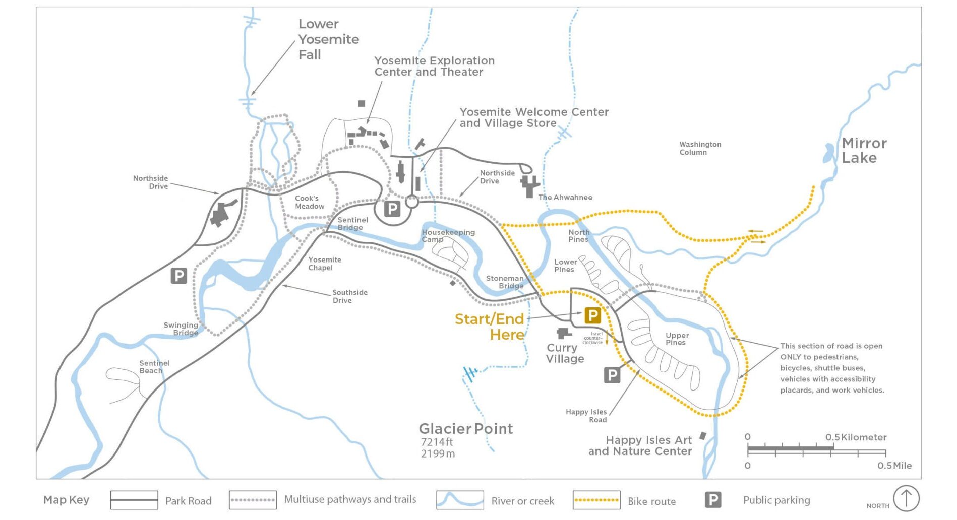 Map of Yosemite bike ride (route 4).