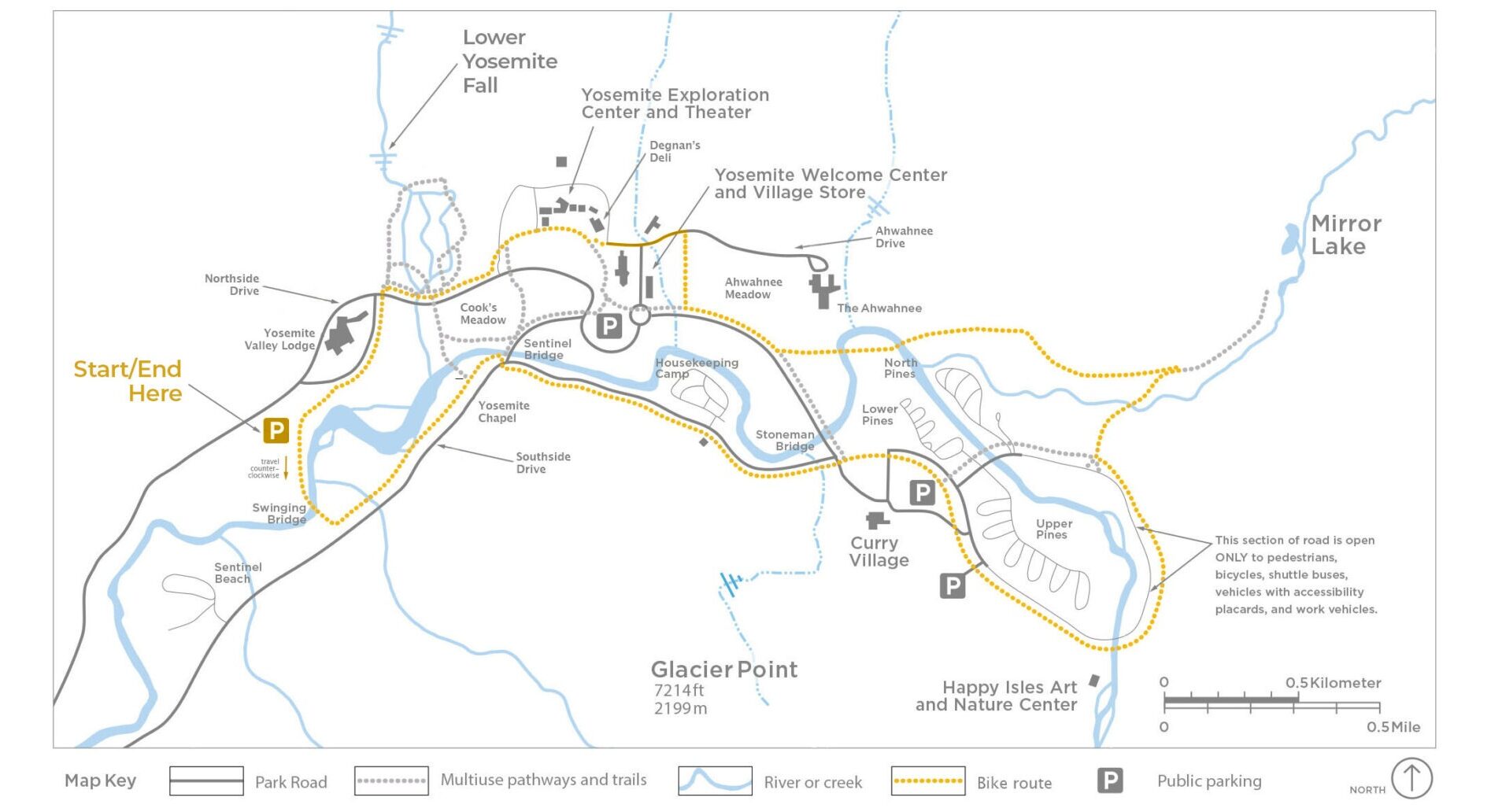 Map of Yosemite bike ride (route 5).