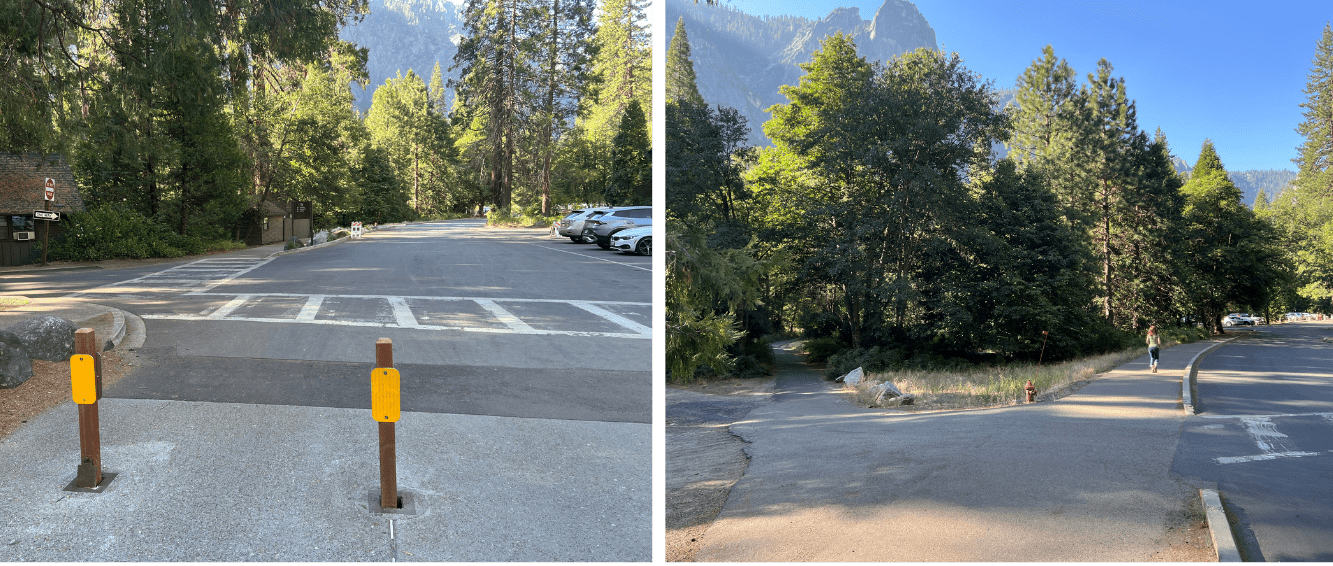 Route clarification photos for Yosemite bike rides (route 2).