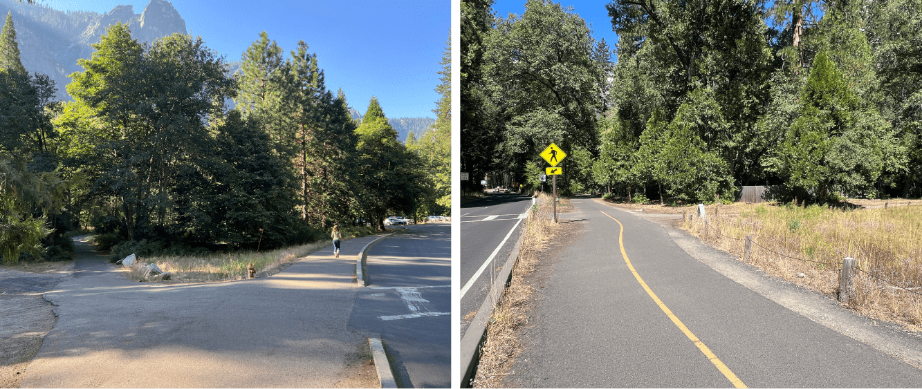 Route clarification photos for Yosemite bike rides (route 5).