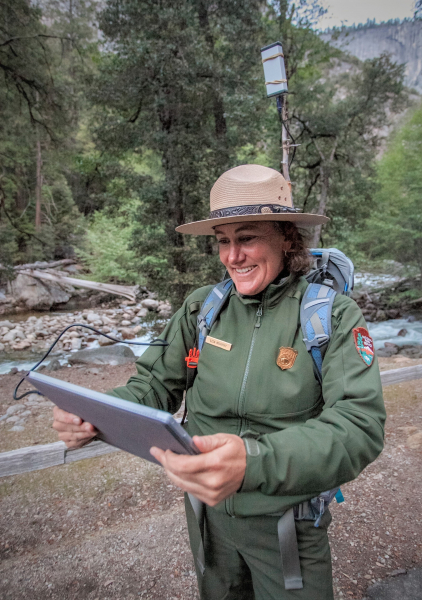 Using special equipment, park rangers can record and monitor bats in Yosemite. Photo: © Yosemite Conservancy/Keith Walklet