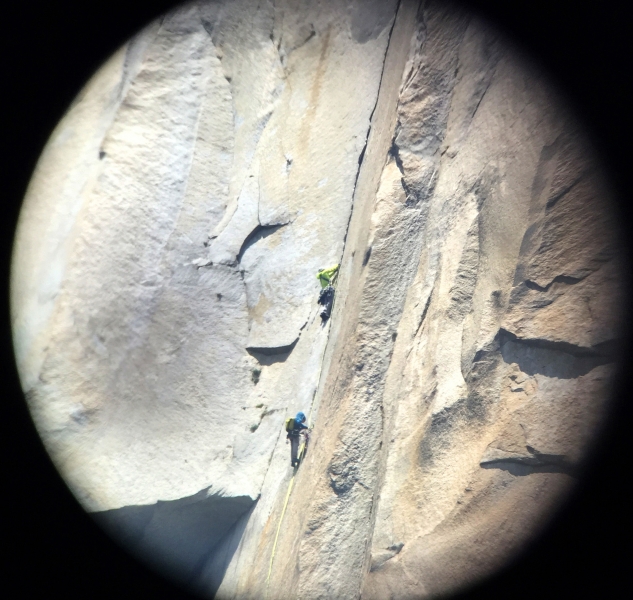 The Ask a Climber telescopes let you zoom in on climbers as they make their way up El Capitan. Photo: Courtesy of NPS.