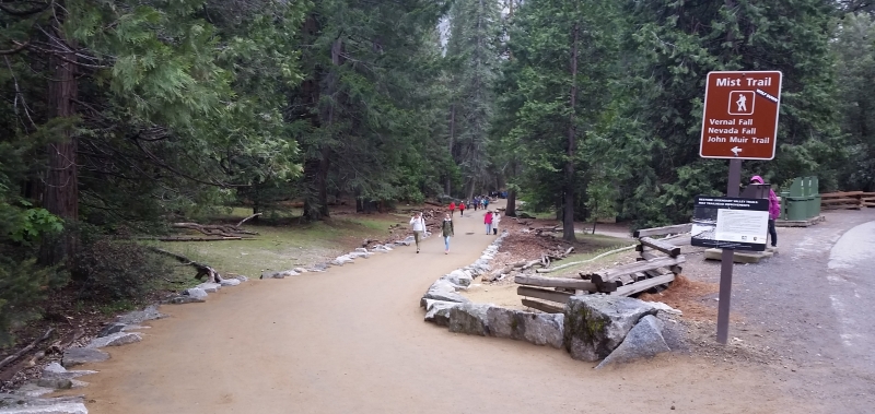 The start of the Mist Trail, near Happy Isles, was recently resurfaced with support from a grant funded by Conservancy donors. Photo: Courtesy of NPS.