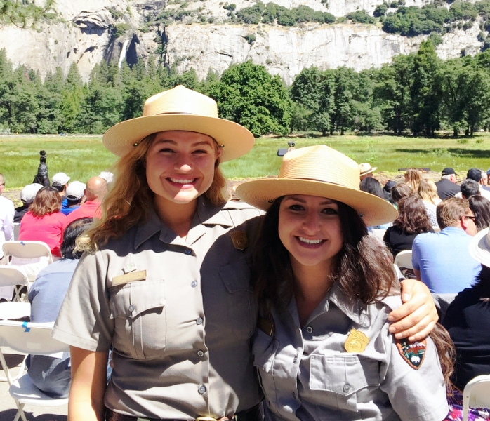 Jessica and Ale before President Obama's Saturday morning speech at Sentinel Bridge. Photo: © Yosemite Conservancy.