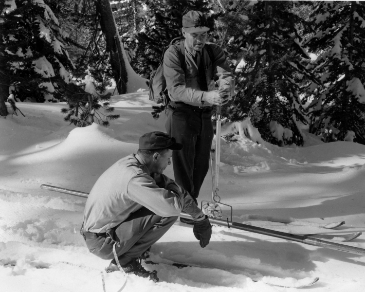 Yosemite snow surveyors in the 1950s. Photo: NPS.