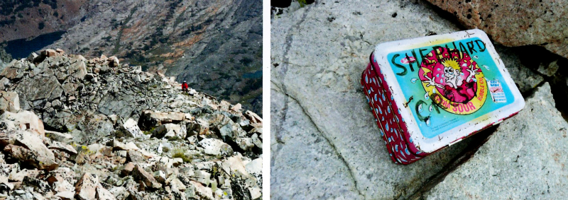 A fun surprise stood out against the rocks on the summit of Shepherd Crest.