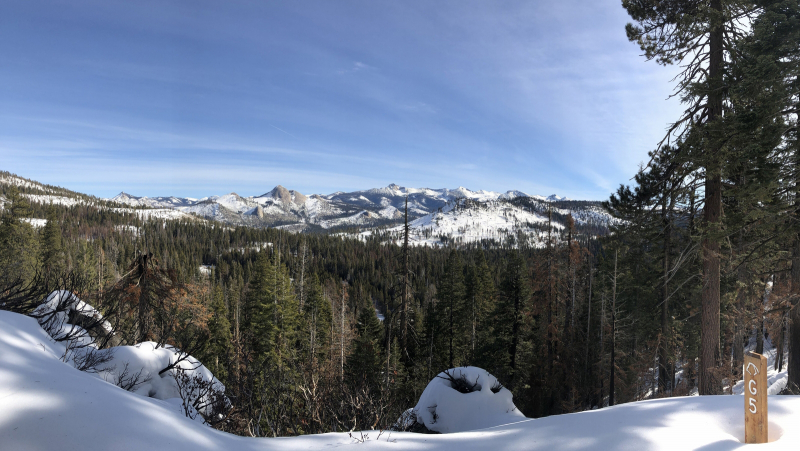 A late January ski on Glacier Point Road yielded stunning views of Sierra peaks. Photo: Madison Smith