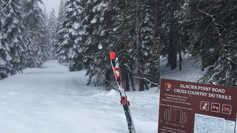 With several feet of snow lingering just a few thousand feet above the Valley floor, the park extended the season for skiing and snowshoeing on and around Glacier Point Road. Photo: NPS