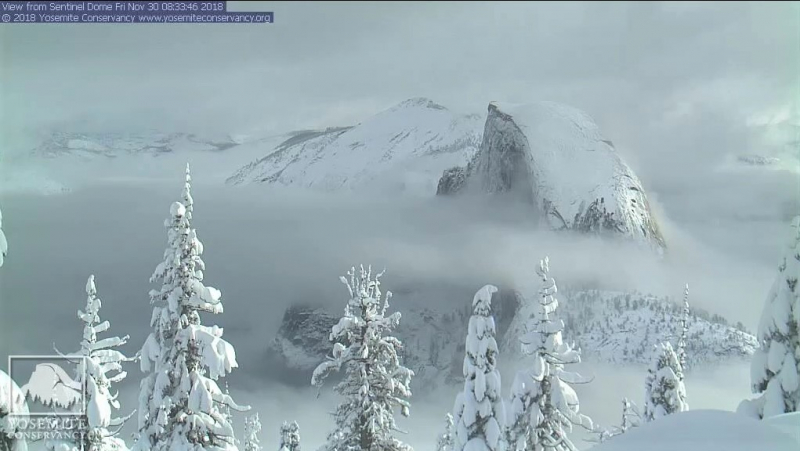 Screenshot from Yosemite Conservancy's High Sierra webcam on November 30, 2018.