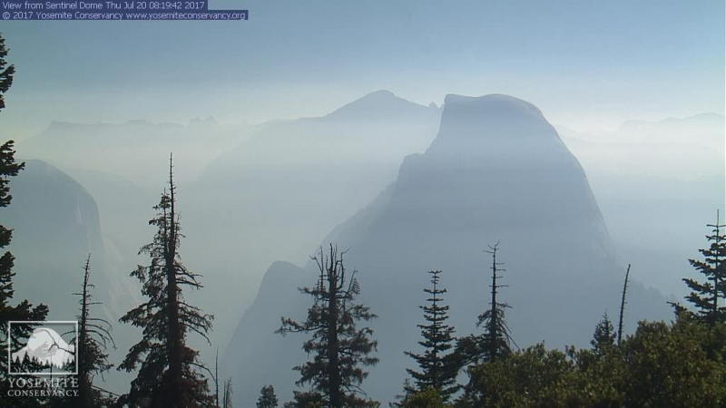 Smoke from the Detwiler Fire west of Yosemite made for hazy views from the High Sierra webcam.