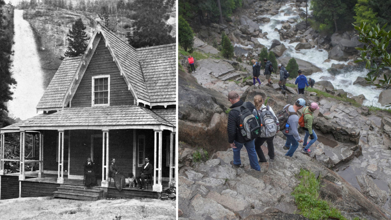 LEFT: In the late 1800s, Albert Snow rebuilt the Vernal Fall trail to accommodate horse and stock travel. With his wife, Emily, he operated 