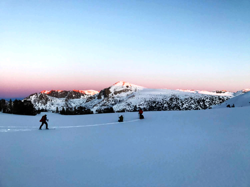 Working in the wilderness can mean frozen toes, damp tents and sore muscles ... but it also means opportunities to experiences moments like this, watching the mountains glow at last light miles from any other humans.