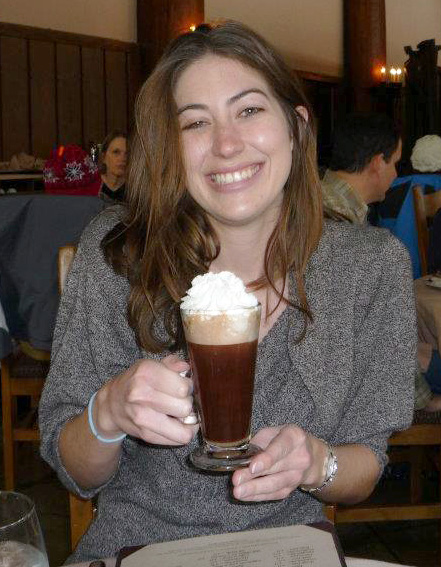 A happy Conservancy employee enjoys her inaugural Yosemite hot cocoa. Photo: Sara Jones.