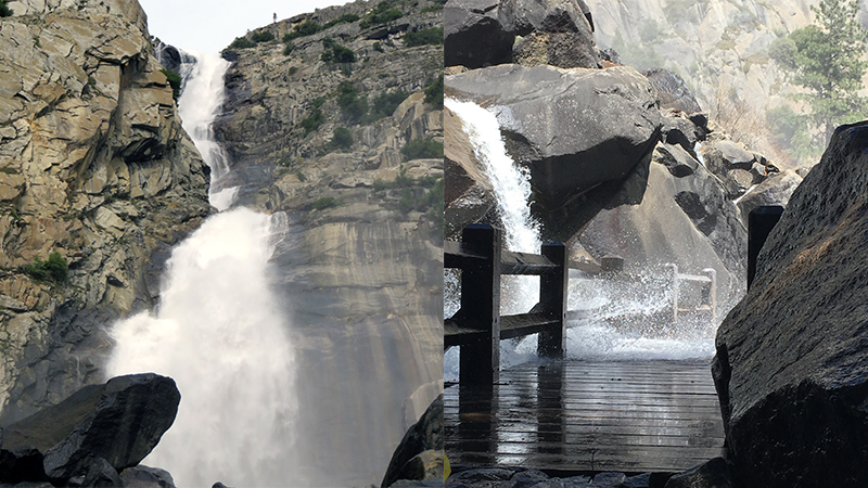 Wapama Falls. Photos: Carolyn Botell (left) and Dale Ashlock (right)