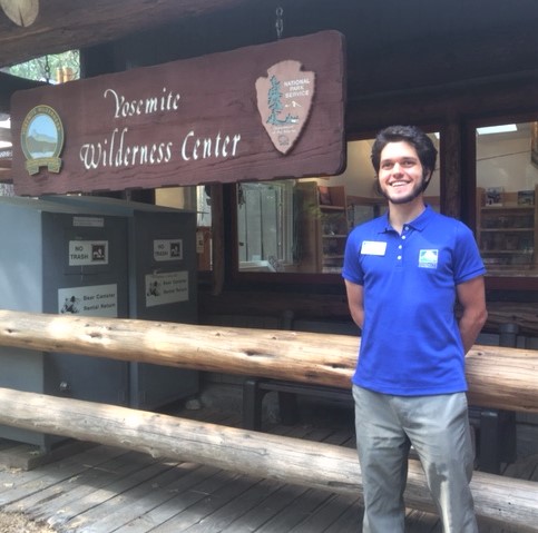 Mark in his element, ready to welcome visitors to the Yosemite Wilderness Center! Photo: Courtesy of Mark Scrimenti