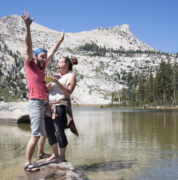 My wife and I decided to have the nurse write down on a card if we were having a boy or girl. We wanted to do something special for the reveal, so we went to Yosemite. We decided to hike out to Elizabeth Lake and I set up my tripod to capture the moment. This picture captures the exact moment that we found out we were having a girl.