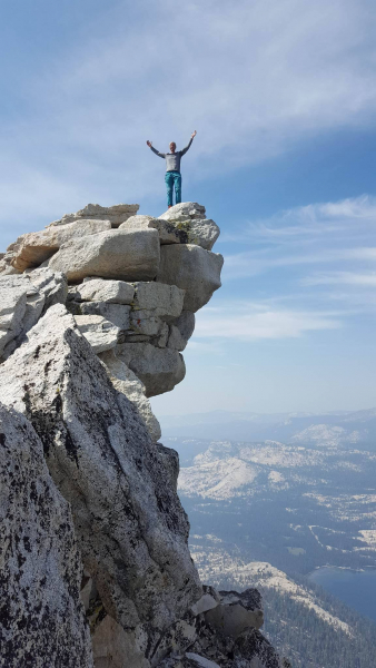 Tenaya Peak via Northwest Buttress was on my list when I was living in Missouri over a year ago. After moving to California last December, I finally ticked Tenaya in September and took this photo on the summit blocks. 