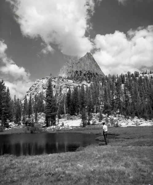 A hiker near Cathedral Peak, in 1967. Photo: E.P. Menning, courtesy of NPS (Yosemite Research Library RL-00,072)