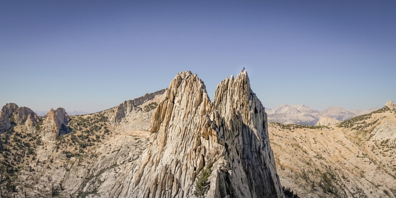 Yosemite climbing rangers perform a patrol on Matthes Crest, a long rock fin in the Cathedral Range. Photo: NPS/Eric Bissell