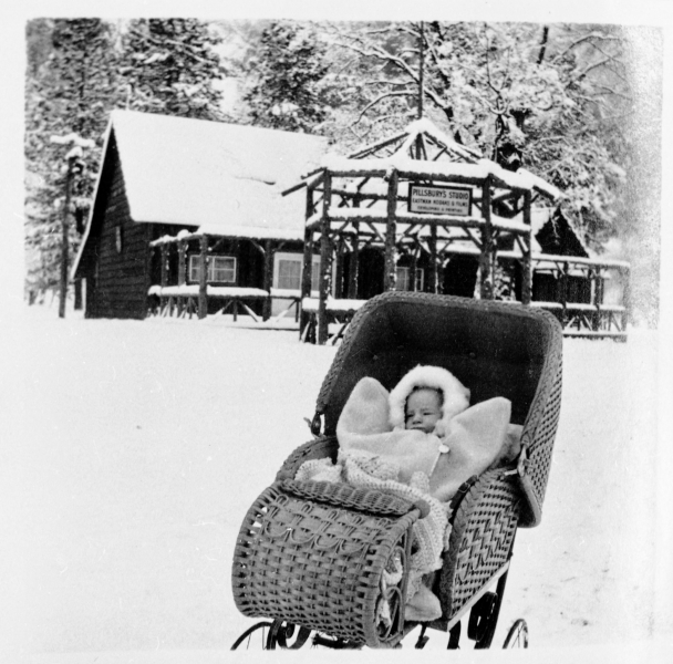 A baby in a carriage outside Arthur C. Pillsbury's photo studio (year unknown). Photo: Courtesy of NPS (Yosemite Research Library RL-15,544)