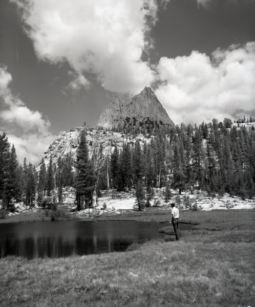 A group of SCA interns is helping the park preserve historical images, including this 1967 photo taken near Upper Cathedral Lake. Photo: E.P. Menning, courtesy of NPS