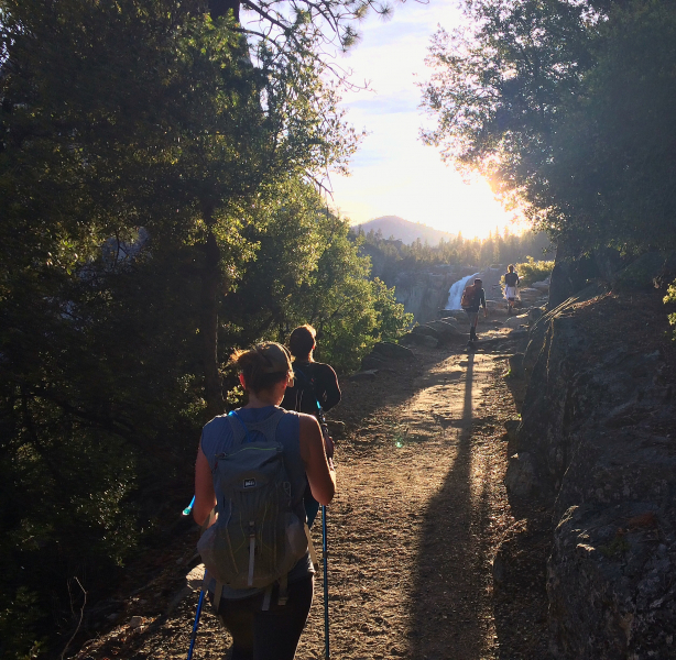 Hitting the trail toward Half Dome before dawn meant getting to see the sun rise over Nevada Fall. A splash of inspiring early-morning beauty can help set the tone for a long trek – and as photographer Kevin Connolly wrote, 